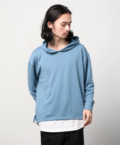 SHISKY（シスキー）の「裏毛 フェイクレイヤード プルオーバー パーカー（パーカー・メンズ・ミント/ベージュ/ブルー/杢グレー/ネイビー/カーキ/ブラック/チャコール/モカ/オートミール・M/L/XL）」の16枚目の写真