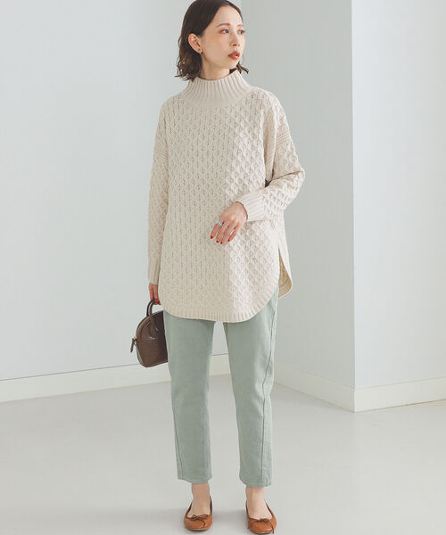 BEAMS HEART(ビームスハート)の「BEAMS HEART / 裾ラウンド ニットチュニック(ニット/セーター・レディース・ケリー/ホワイト系その他5/ライトグレー・FREE)」の8枚目の写真