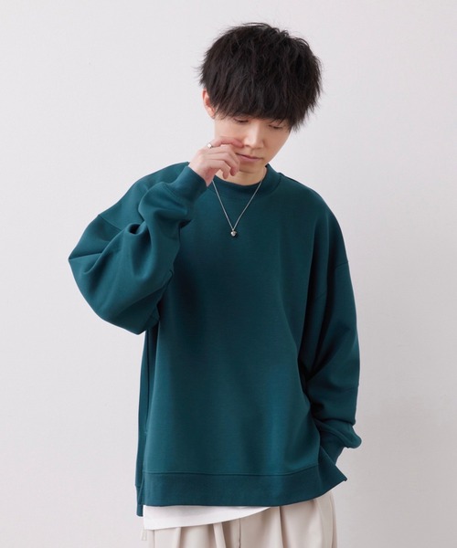 JUNRED(ジュンレッド)の「【こめ×JUNRed】モイストタッチモックネックスウェット(タンクトップ付き)(スウェット・メンズ・チャコールグレー/グリーン/オフホワイト・L/M/S)」の9枚目の写真