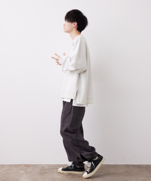 JUNRED(ジュンレッド)の「【こめ×JUNRed】モイストタッチモックネックスウェット(タンクトップ付き)(スウェット・メンズ・チャコールグレー/グリーン/オフホワイト・L/M/S)」の17枚目の写真