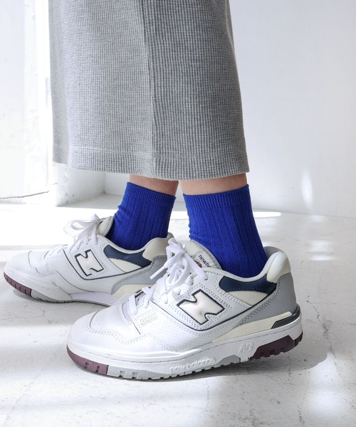 andme(アンドミー)の「ベーシックリブクルーソックス(ソックス/靴下・レディース・オフホワイト/チャコールグレー/ベージュ/ブラック/レッド/パープル/ライム/ブルー/オレンジ・23-25cm)」の6枚目の写真