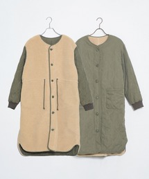 ［grn ジーアールエヌ］QUILTING×BOA RV COAT キルティング×ボア リバーシブル ロングコート GL132250Q