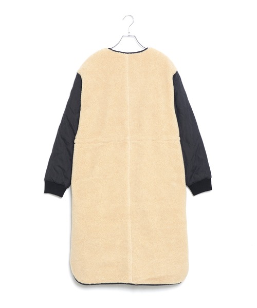 grn（ジーアールエヌ）の「［grn ジーアールエヌ］QUILTING×BOA RV COAT キルティング×ボア リバーシブル ロングコート GL132250Q（ノーカラーコート・レディース・オリーブ/ブラック・FREE）」の9枚目の写真