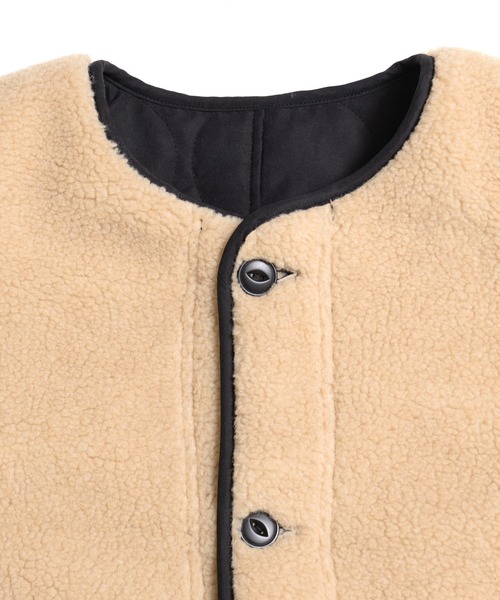 grn（ジーアールエヌ）の「［grn ジーアールエヌ］QUILTING×BOA RV COAT キルティング×ボア リバーシブル ロングコート GL132250Q（ノーカラーコート・レディース・オリーブ/ブラック・FREE）」の13枚目の写真