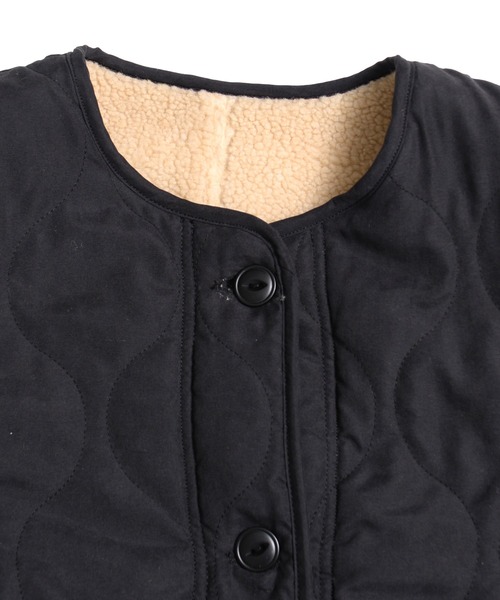 grn（ジーアールエヌ）の「［grn ジーアールエヌ］QUILTING×BOA RV COAT キルティング×ボア リバーシブル ロングコート GL132250Q（ノーカラーコート・レディース・オリーブ/ブラック・FREE）」の19枚目の写真