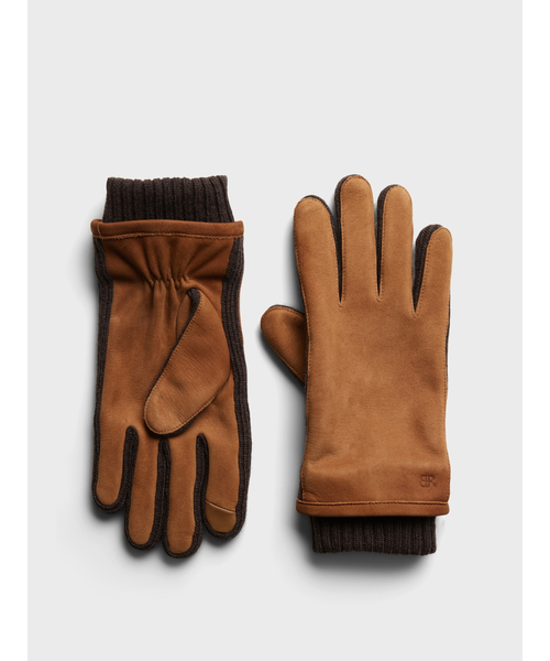 Banana Republic（バナナリパブリック）の「ニット カフ レザーグローブ（手袋・メンズ・ブラック/ブラウン・S/M/L）」の2枚目の写真