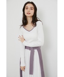 rienda（リエンダ）の「バイカラーニットプリーツワンピース（ワンピース）」