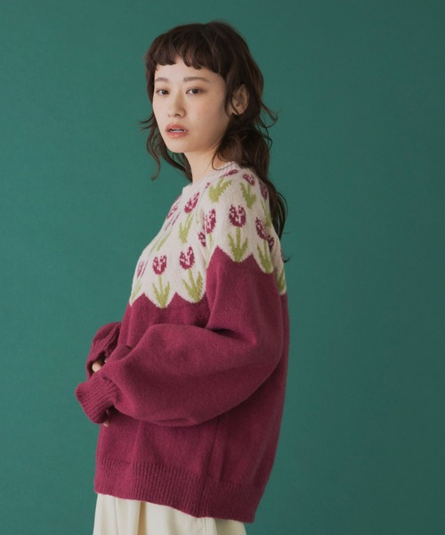 セブンテン　チューリップ　ニット MERLOT（メルロー）の「チューリップニット（ニット/セーター）」 - WEAR