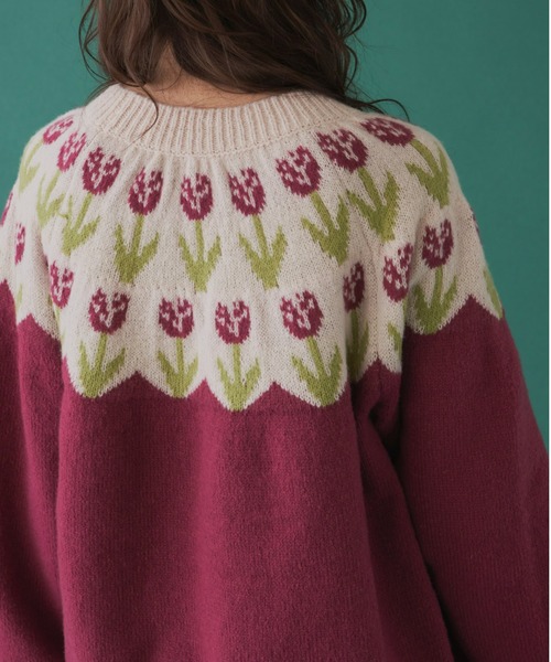 MERLOT（メルロー）の「チューリップニット（ニット/セーター・レディース・グリーン/ワインレッド/イエロー/ネイビー・FREE）」の13枚目の写真