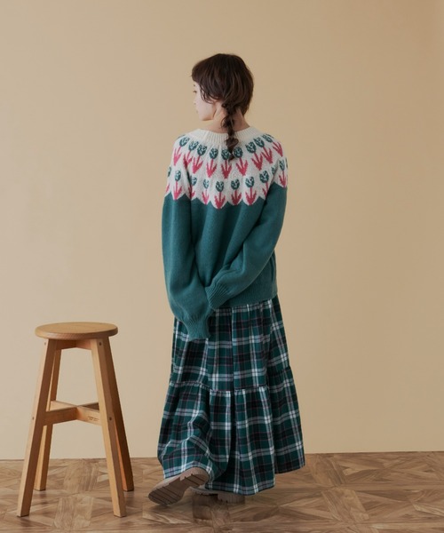 MERLOT（メルロー）の「チューリップニット（ニット/セーター・レディース・グリーン/ワインレッド/イエロー/ネイビー・FREE）」の22枚目の写真