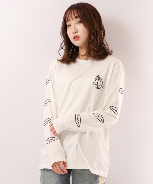 FUNALIVE(ファンアライブ)の「ビーチロゴプリントロングtシャツ(Tシャツ/カットソー・メンズ・ホワイト/ブラック/ベージュ・L/S/M)」の2枚目の写真