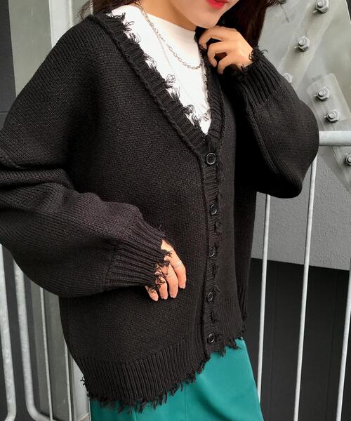 INGNI（イング）の「2WAYブロークンVネック／カーディガン（カーディガン/ボレロ・レディース・ブラック/パープル/オレンジ/グリーン/アイボリー/レッド/ブルー・M）」の13枚目の写真