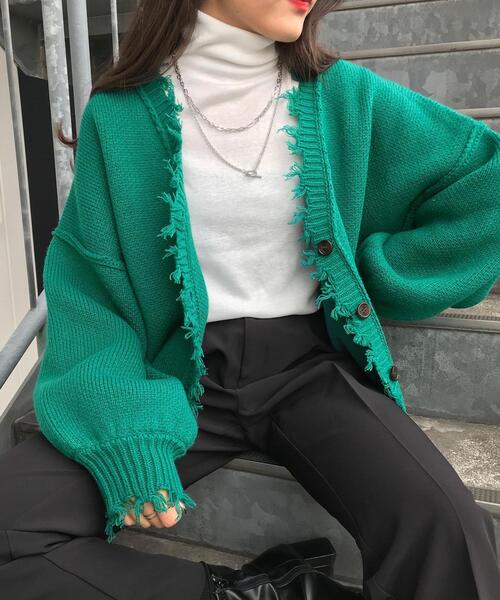 INGNI（イング）の「2WAYブロークンVネック／カーディガン（カーディガン/ボレロ・レディース・ブラック/パープル/オレンジ/グリーン/アイボリー/レッド/ブルー・M）」の16枚目の写真