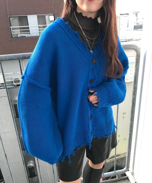 INGNI（イング）の「2WAYブロークンVネック／カーディガン（カーディガン/ボレロ・レディース・ブラック/パープル/オレンジ/グリーン/アイボリー/レッド/ブルー・M）」の17枚目の写真