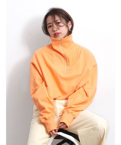 Ungrid（アングリッド）の「【WEB限定】ジップルーズスウェット（スウェット・レディース・ライトグレー/ブラック/ピンク/ライム/オレンジ・FREE）」の5枚目の写真