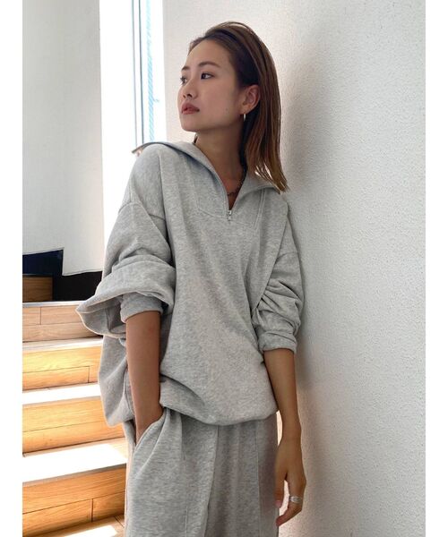 Ungrid（アングリッド）の「【WEB限定】ジップルーズスウェット（スウェット・レディース・ライトグレー/ブラック/ピンク/ライム/オレンジ・FREE）」の6枚目の写真