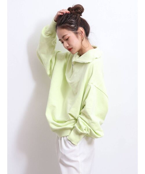 Ungrid（アングリッド）の「【WEB限定】ジップルーズスウェット（スウェット・レディース・ライトグレー/ブラック/ピンク/ライム/オレンジ・FREE）」の9枚目の写真