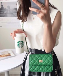 フェイクレザーキルティング チェーンショルダーバッグ