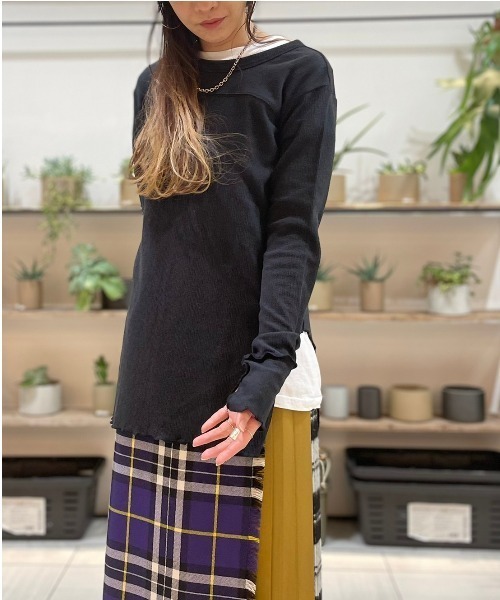 DROIT BELLO（ドロイトベロ）の「DROIT BELLO (ドロイトベロ) メロー切り替えカットソープルオーバー（Tシャツ/カットソー・レディース・ブラック/オフホワイト・FREE）」の14枚目の写真