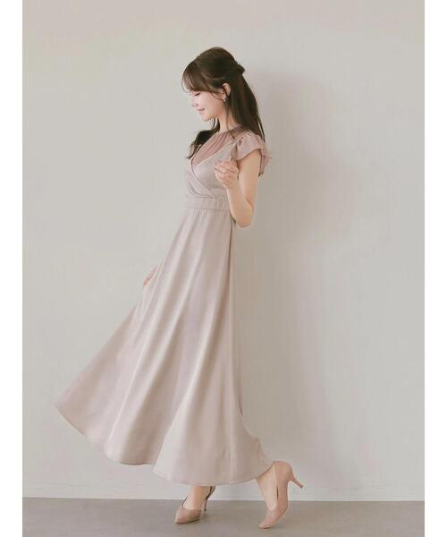 HALUHIROINE（ハルヒロイン）の「カシュクールレイヤー風ワンピース（ドレス・レディース・グレイッシュベージュ/ブラック・FREE）」の7枚目の写真