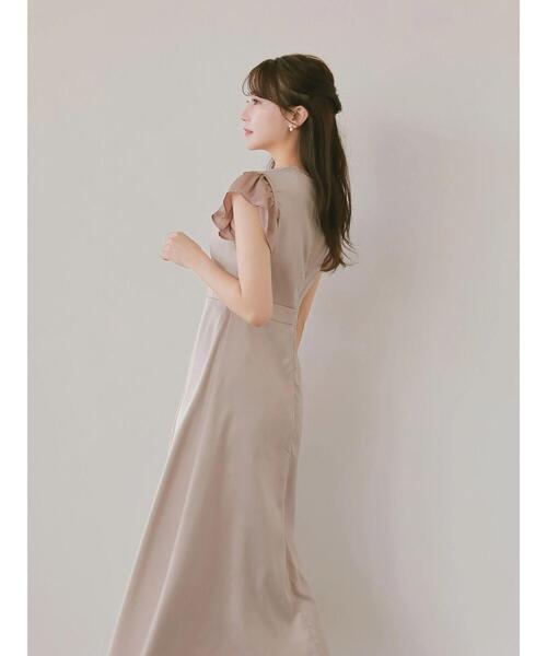 HALUHIROINE（ハルヒロイン）の「カシュクールレイヤー風ワンピース（ドレス・レディース・グレイッシュベージュ/ブラック・FREE）」の8枚目の写真