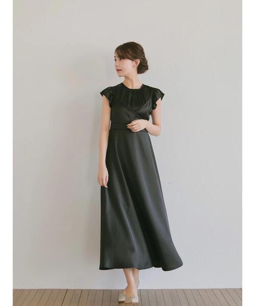 HALUHIROINE（ハルヒロイン）の「カシュクールレイヤー風ワンピース（ドレス・レディース・グレイッシュベージュ/ブラック・FREE）」の16枚目の写真