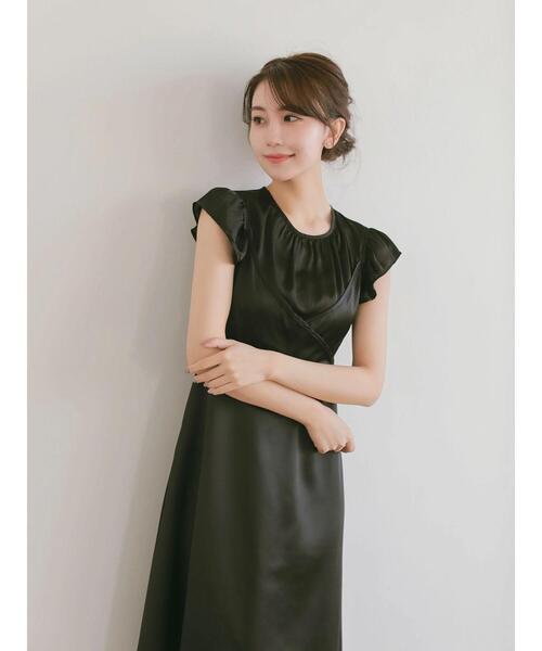 HALUHIROINE（ハルヒロイン）の「カシュクールレイヤー風ワンピース（ドレス・レディース・グレイッシュベージュ/ブラック・FREE）」の21枚目の写真