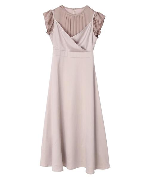 HALUHIROINE（ハルヒロイン）の「カシュクールレイヤー風ワンピース（ドレス・レディース・グレイッシュベージュ/ブラック・FREE）」の22枚目の写真