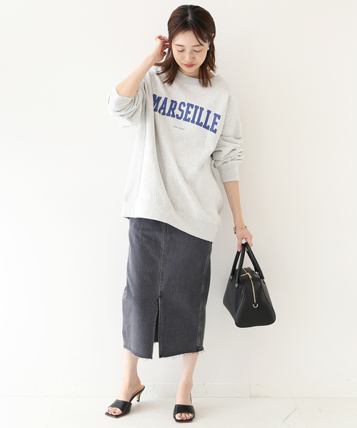 SLOBE IENA（スローブイエナ）の「LE DENIM リーンスリットファイブポケットスカート◆（デニムスカート・レディース・ホワイト/グレー系その他・36/38）」の5枚目の写真