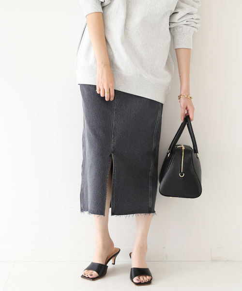 SLOBE IENA（スローブイエナ）の「LE DENIM リーンスリットファイブポケットスカート◆（デニムスカート・レディース・ホワイト/グレー系その他・36/38）」の8枚目の写真