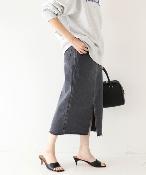 SLOBE IENA（スローブイエナ）の「LE DENIM リーンスリットファイブポケットスカート◆（デニムスカート・レディース・ホワイト/グレー系その他・36/38）」の10枚目の写真