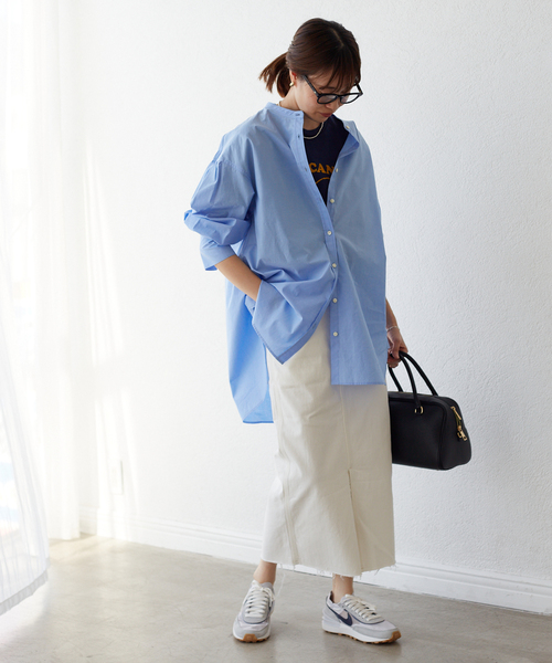 SLOBE IENA（スローブイエナ）の「LE DENIM リーンスリットファイブポケットスカート◆（デニムスカート・レディース・ホワイト/グレー系その他・36/38）」の12枚目の写真