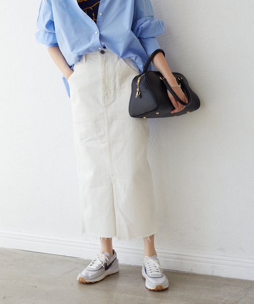 SLOBE IENA（スローブイエナ）の「LE DENIM リーンスリットファイブポケットスカート◆（デニムスカート・レディース・ホワイト/グレー系その他・36/38）」の15枚目の写真