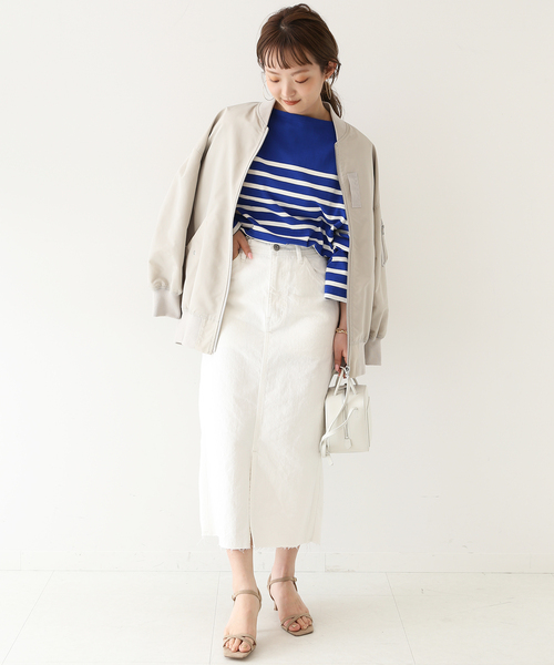 SLOBE IENA（スローブイエナ）の「LE DENIM リーンスリットファイブポケットスカート◆（デニムスカート・レディース・ホワイト/グレー系その他・36/38）」の19枚目の写真