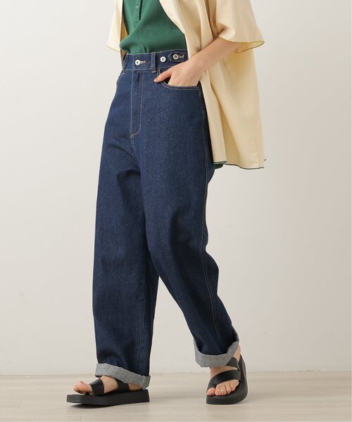 DOUBLE NAME（ダブルネーム）の「ウエスト釦配色ステッチボーイズパンツ（デニムパンツ・レディース・キナリ/ブラック/ワンウォッシュ/サックスブルー・FREE）」の4枚目の写真