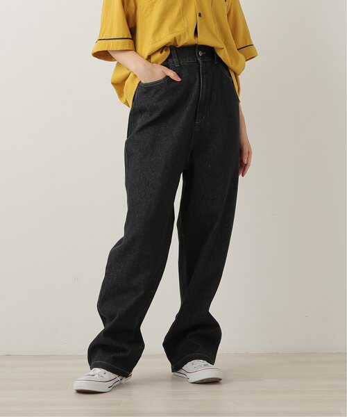 DOUBLE NAME（ダブルネーム）の「ウエスト釦配色ステッチボーイズパンツ（デニムパンツ・レディース・キナリ/ブラック/ワンウォッシュ/サックスブルー・FREE）」の2枚目の写真