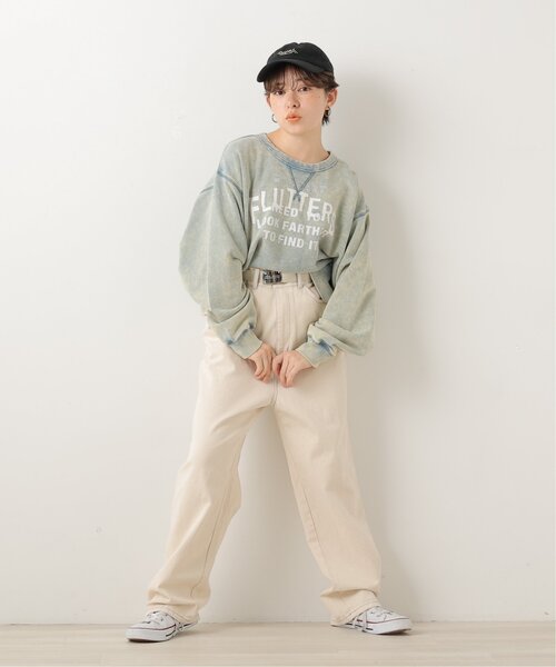 DOUBLE NAME（ダブルネーム）の「ウエスト釦配色ステッチボーイズパンツ（デニムパンツ・レディース・キナリ/ブラック/ワンウォッシュ/サックスブルー・FREE）」の17枚目の写真