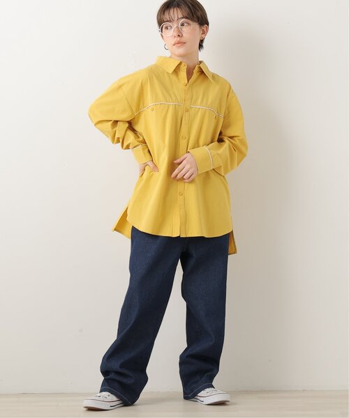 DOUBLE NAME（ダブルネーム）の「ウエスト釦配色ステッチボーイズパンツ（デニムパンツ・レディース・キナリ/ブラック/ワンウォッシュ/サックスブルー・FREE）」の13枚目の写真