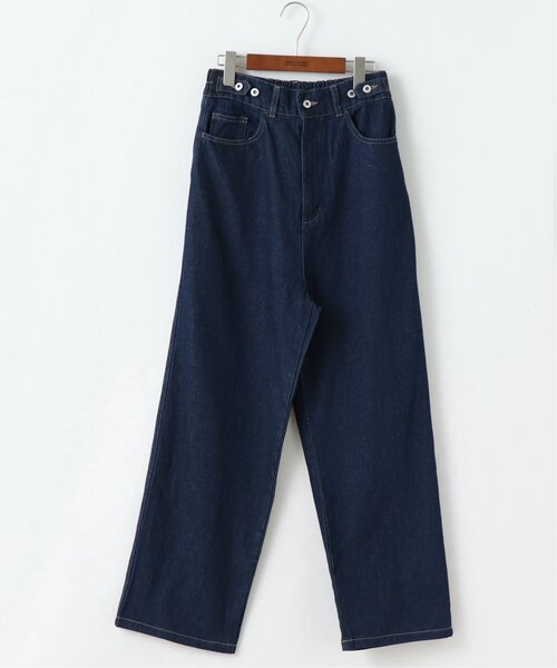 DOUBLE NAME（ダブルネーム）の「ウエスト釦配色ステッチボーイズパンツ（デニムパンツ・レディース・キナリ/ブラック/ワンウォッシュ/サックスブルー・FREE）」の12枚目の写真