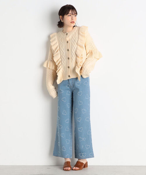 fredy repit（フレディレピ）の「ジャガードデニムセミワイドパンツ（デニムパンツ・レディース・ブルー系その他3/ブルー系その他4・38/36）」の12枚目の写真