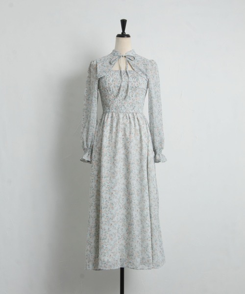 セール】【ZOZO限定】りぼん付きスタンドカラー胸元シャーリング