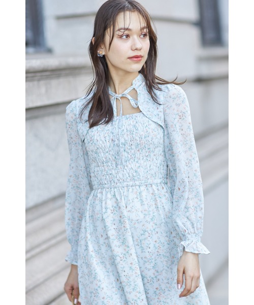 ZOZO限定】りぼん付きスタンドカラー胸元シャーリングキャンディー