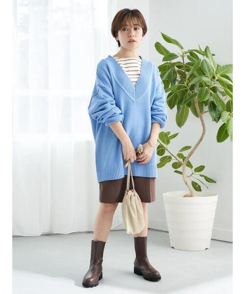 earth music&ecology(アースミュージックアンドエコロジー)の「ルーズVネックニットプルオーバー*(ニット/セーター・レディース・ピンク/ライトベージュ/ライトブルー・FREE)」の16枚目の写真