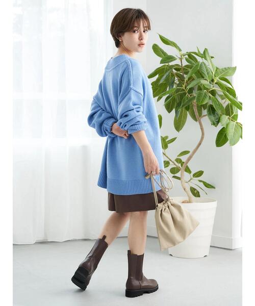 earth music&ecology(アースミュージックアンドエコロジー)の「ルーズVネックニットプルオーバー*(ニット/セーター・レディース・ピンク/ライトベージュ/ライトブルー・FREE)」の17枚目の写真