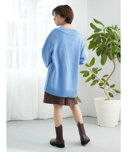 earth music&ecology(アースミュージックアンドエコロジー)の「ルーズVネックニットプルオーバー*(ニット/セーター・レディース・ピンク/ライトベージュ/ライトブルー・FREE)」の18枚目の写真