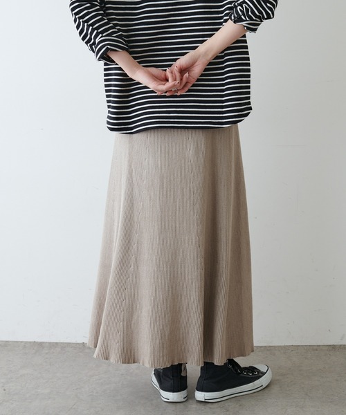 PUAL CE CIN（ピュアルセシン）の「リブロングスカート（スカート・レディース・ブラック/ベージュ/アイボリー・FREE）」の7枚目の写真