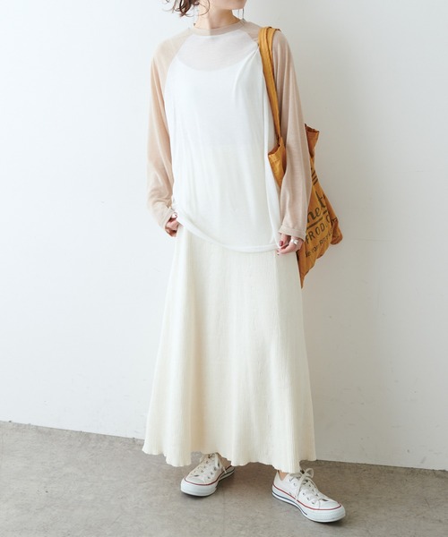 PUAL CE CIN（ピュアルセシン）の「リブロングスカート（スカート・レディース・ブラック/ベージュ/アイボリー・FREE）」の12枚目の写真