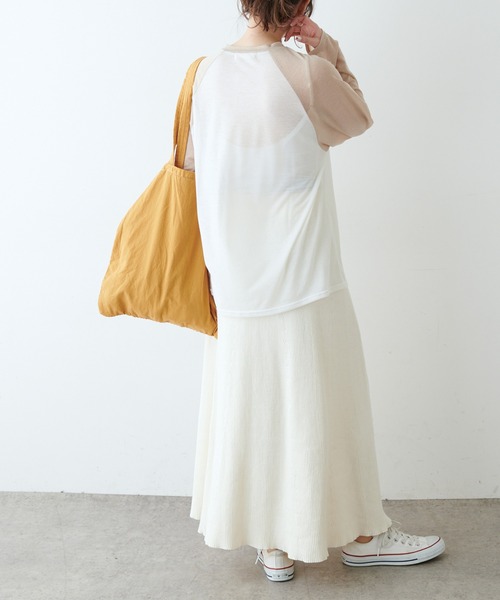 PUAL CE CIN（ピュアルセシン）の「リブロングスカート（スカート・レディース・ブラック/ベージュ/アイボリー・FREE）」の15枚目の写真