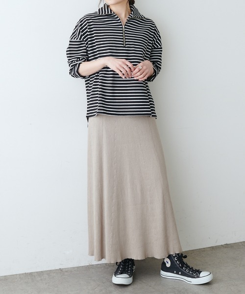 PUAL CE CIN（ピュアルセシン）の「リブロングスカート（スカート・レディース・ブラック/ベージュ/アイボリー・FREE）」の17枚目の写真