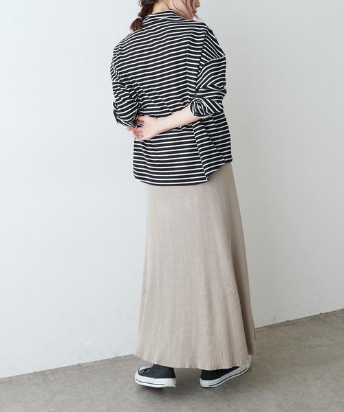 PUAL CE CIN（ピュアルセシン）の「リブロングスカート（スカート・レディース・ブラック/ベージュ/アイボリー・FREE）」の5枚目の写真